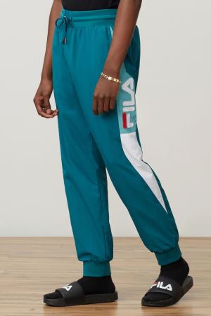 FILA Klio Windpant Pants Turquoise / White,Mens Clothing | CA.UPBLCX456